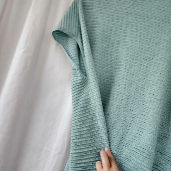 J. Jill Wearever Textured Short-Sleeve Pullover size XL mint green ribbed boho - Picture 10 of 11